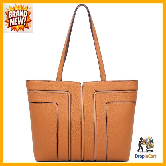Genuine Leather Tote Bag Large Shoulder Satchel Work Purse Classic Elegant